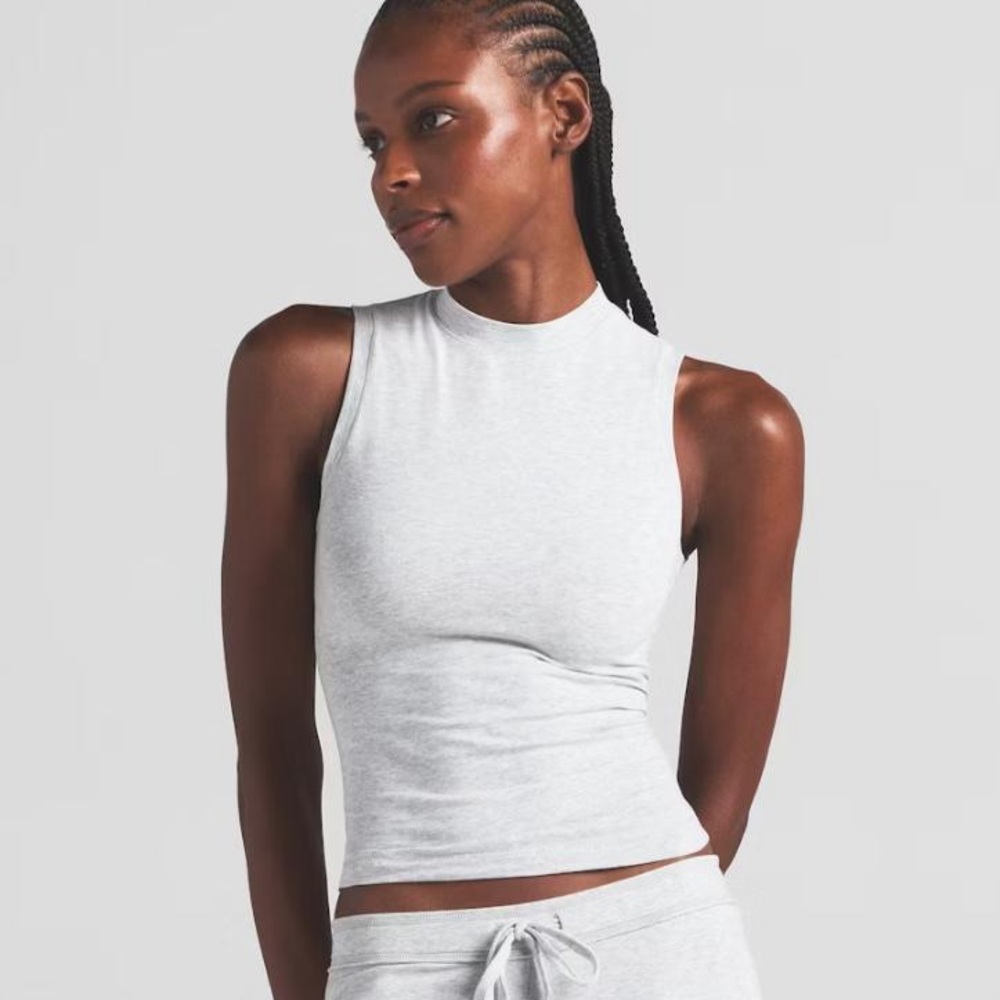 NWT SKIMS Cotton Jersey Mock Neck Tank